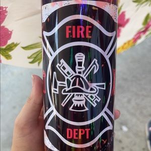 Firefighter tumbler, fire department, American flag, 20oz, straw, specialized